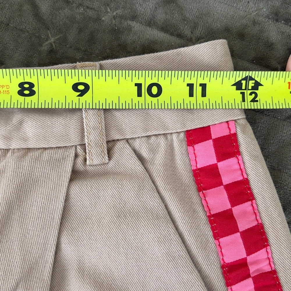 Lazy Oaf Checkered Stripe Wide Leg Khaki Track Pants Trousers size 24 - Picture 9 of 13